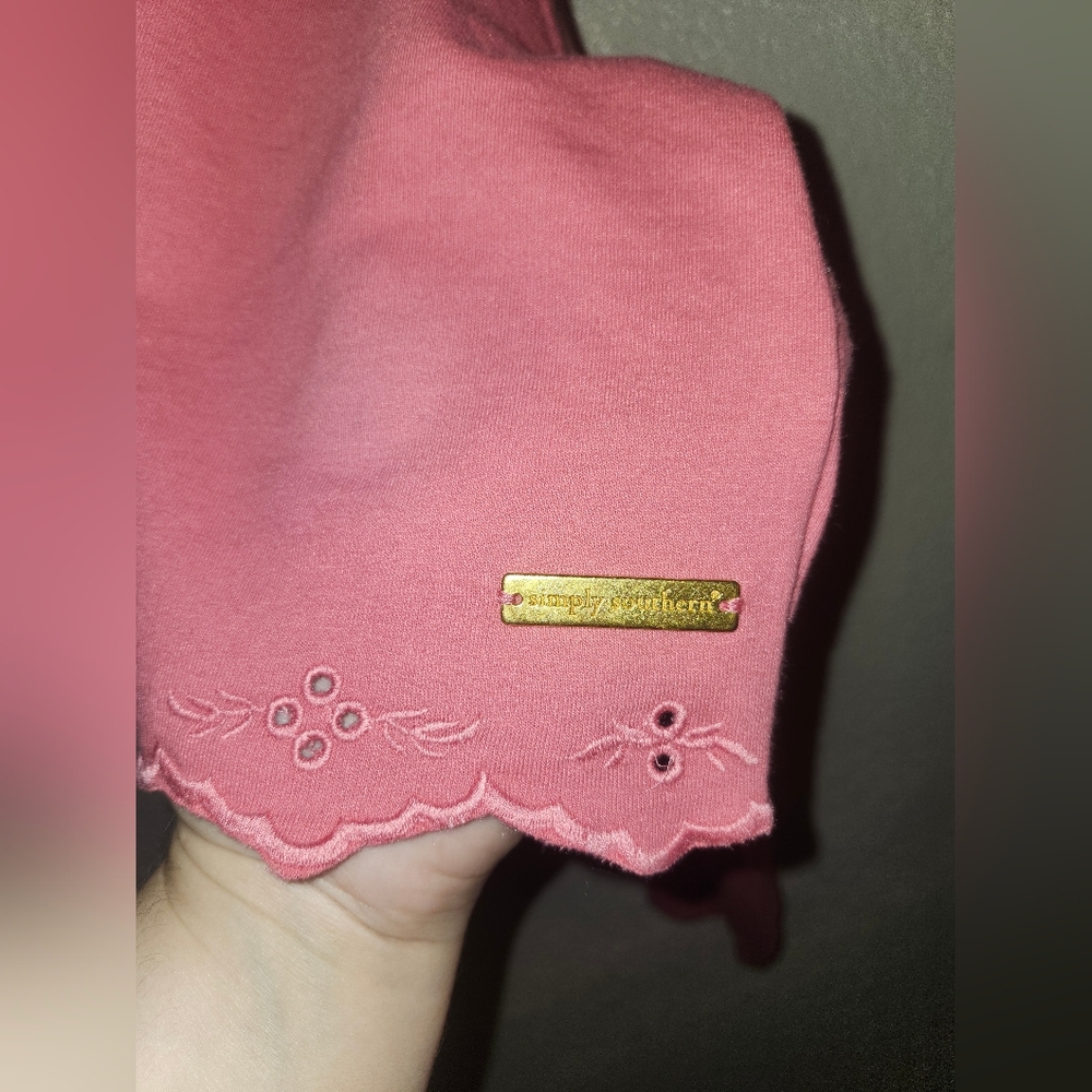 🎀NWT Simply Southern "Skye Top" in "Petal" (Pink) Bow🎀 & Eyelet Cut Outs XXL🎀 - Picture 8 of 10